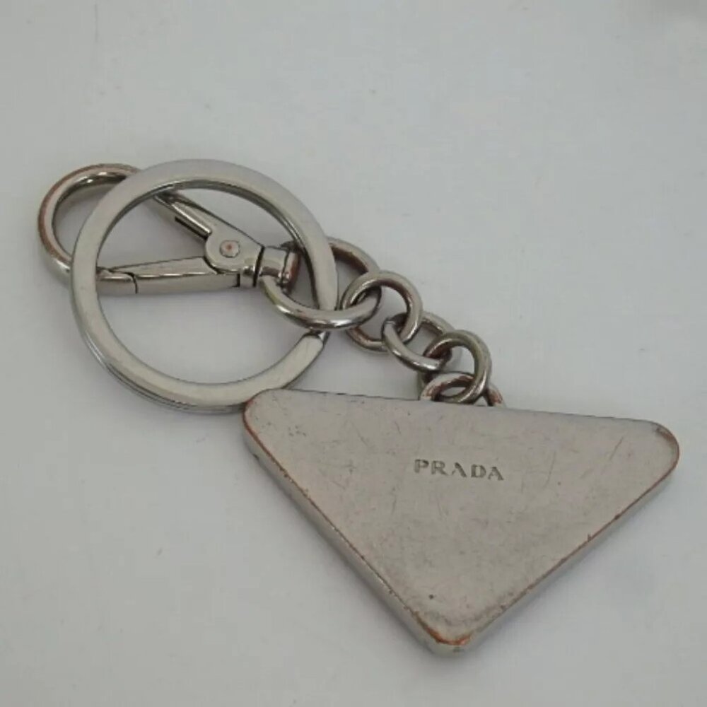 Authentic PRADA Heart Logo Three-Piece Set key ring metal [Used] - Picture 9 of 9